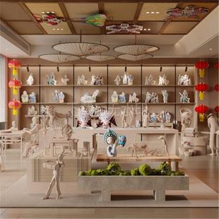 泥人面人 新中式 陶艺面塑 泥塑展厅 工艺草图大师SU模型 文化展厅