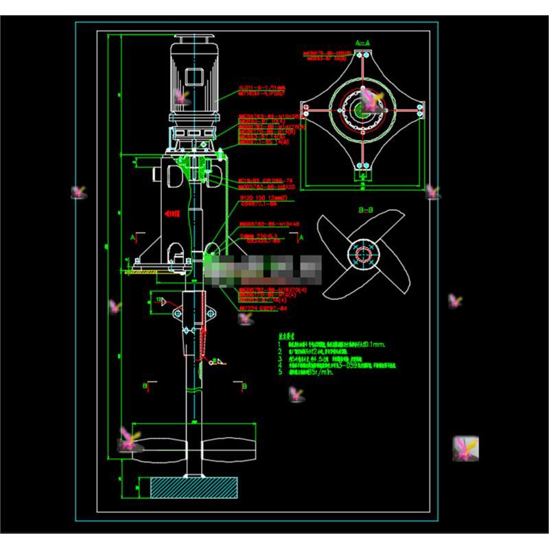 旋桨式搅拌器设计CAD图纸 总图 顶部图 底部图 剖视图 等
