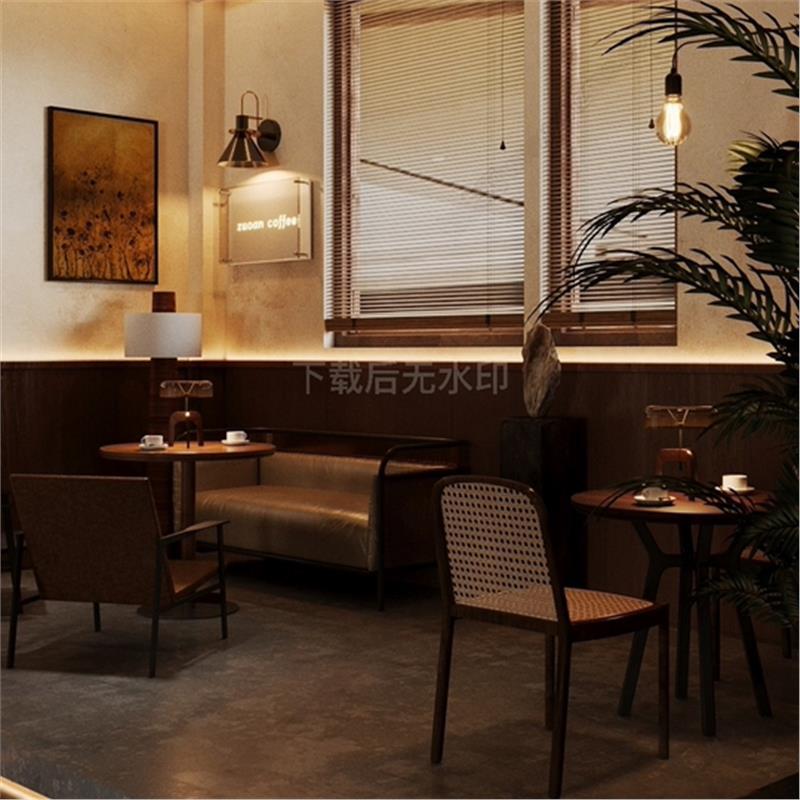 现代诧寂咖啡厅 咖啡店餐桌椅 宅寂沙发茶几 卡座 草图大师SU模型