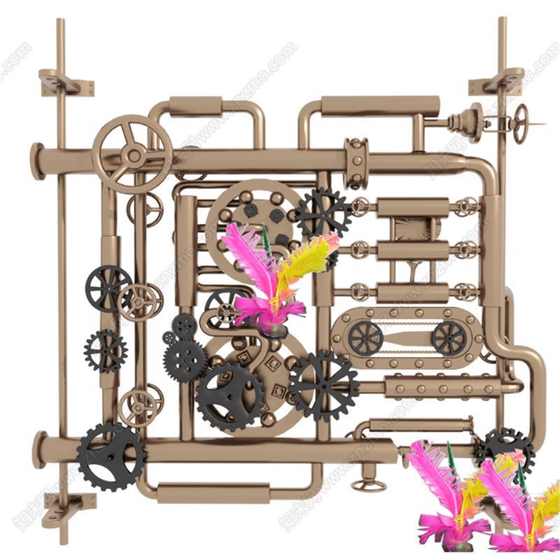 草图大师1591 工业风管道零件 机械齿轮 工业齿轮 墙饰挂件SU模型