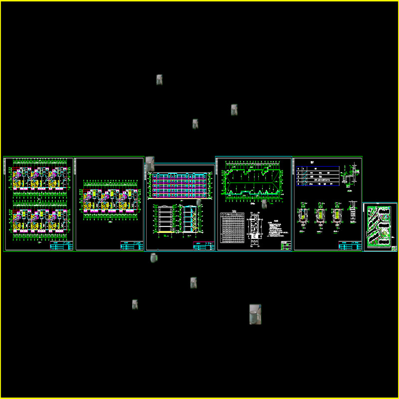 每栋面积600平方米某五层砖混结构住宅楼建筑设计方案图纸CAD设计