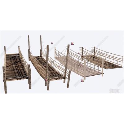 4814现代景观吊桥 索道桥 绳索桥 木桥 栈道桥 木栈桥 SU模型