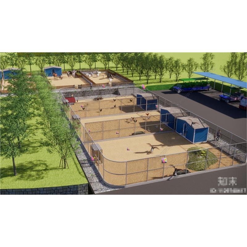 5202现代乡村公园动物园 牧场 农场 鸡笼 网子 宠物活动区SU模型