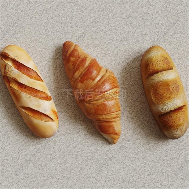 现代甜品 造型面包 面包装饰 可颂法棍 吐司 草图大师SU模型