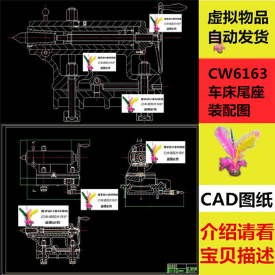CW6163车床尾座装配图 剖视图 CAD图纸