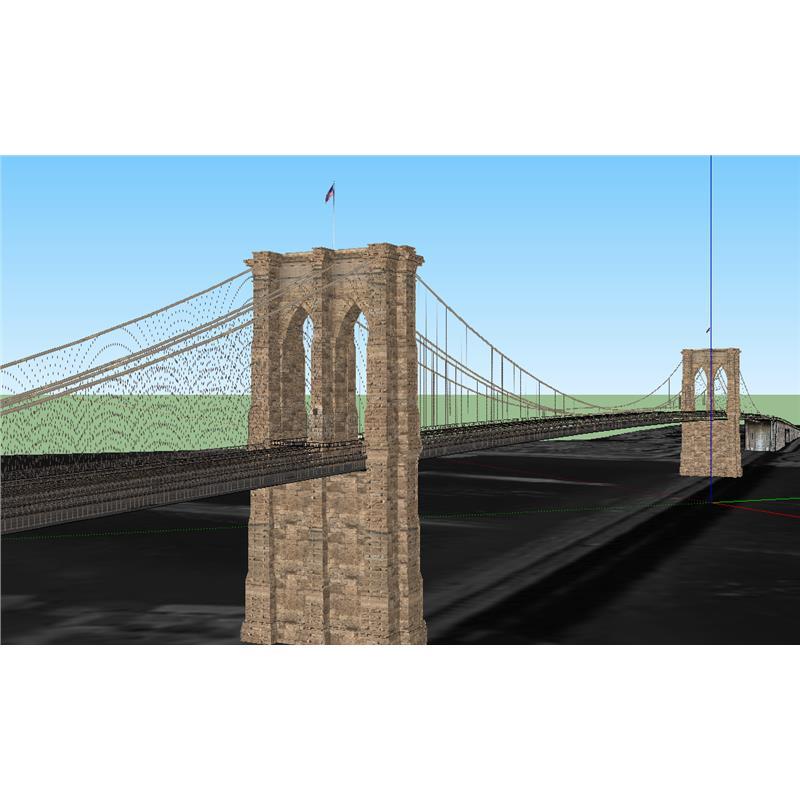 sketchup模型素材 草图大师SU模型  布鲁克林大桥 欧式长桥景观桥