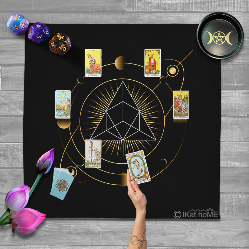 灵气月相星球桌布水晶祭坛布推牌塔卡罗牌tarot塔牌布塔luo牌桌游