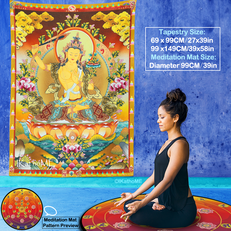 9款便携不褪色文殊菩萨唐卡画像挂画挂布挂毯Manjushri Thangka