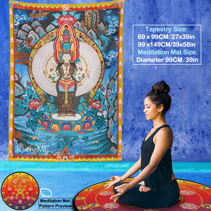 结缘供奉千手观音菩萨佛像画像挂布挂毯唐卡挂画冥想布本命佛装饰