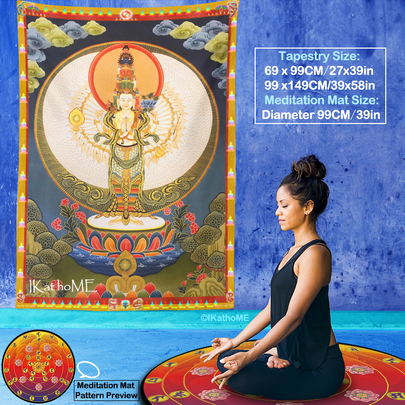 千手观音佛像唐卡画像布画挂画挂布挂毯装饰布Lokeshvara Thangka
