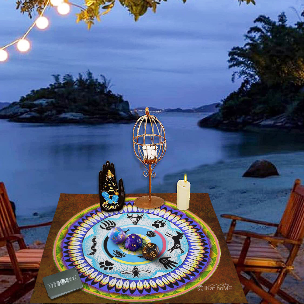 绒布祭坛布Tarot塔牌罗luo牌桌布推牌布卡牌垫药轮背景布medicine