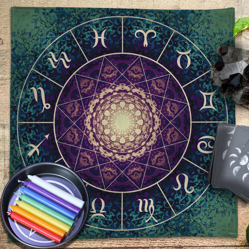 十二芒星曼陀罗塔罗布小桌布推牌布水晶布仪式布星座布直播背景布