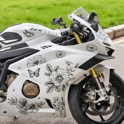 适用凯越450RR车身改装繁花贴纸车头拉花贴夜光眼贴