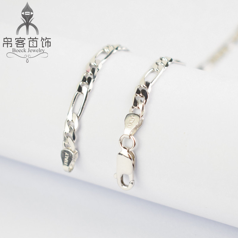 男生纯银项链小众设计感费加罗链