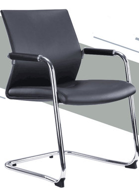黑色皮面会议椅弓形椅会客椅办公电脑椅洽谈椅麻将椅靠背椅班前椅
