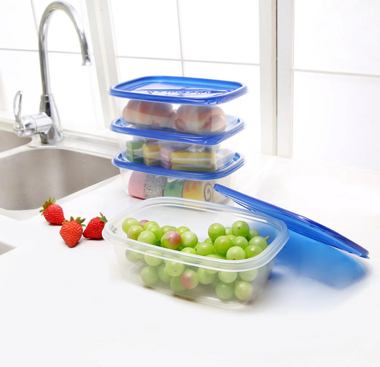 1500毫升l蓝盖长方形一次性餐盒