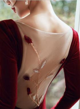 新娘敬酒晚礼服收腰鱼尾裙宴会主持人Toasting suit custom dress