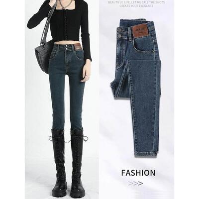 紧身牛仔裤女202年新款款黑色59123791爆裤加绒高腰显瘦铅笔小脚