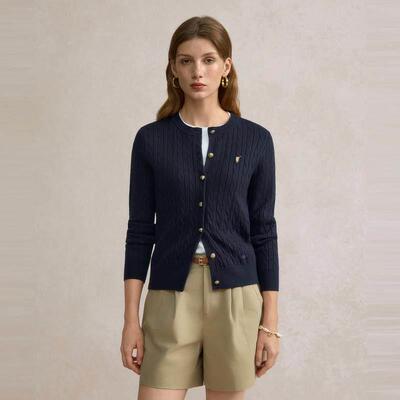 P搭OLWALK针织开衫外套25春秋新款女装老钱风 外休闲O 绞花毛衣CB