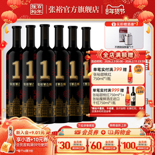 张裕官方九代解百纳1号干红葡萄酒整箱6瓶旗舰店正品橡木桶8个月