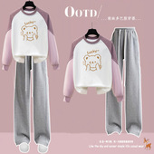 时尚 圆领卫衣休闲裤 套装 初中生长袖 两件 2024新款 15岁少女孩秋季