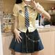 瑞拉学院原创JK制服学院风收腰衬衫 新款 女高腰百褶裙 夏季 短袖