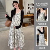 2024夏季 宽松吊带碎花吊带裙防晒开衫 新款 时尚 两件 韩版 孕妇装