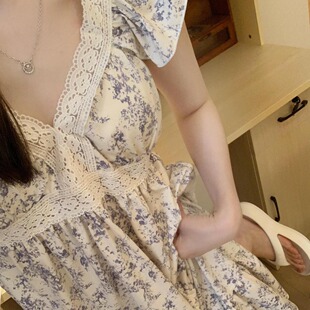 家居服可外穿夏 新款 ins带胸垫甜美短袖 睡裙睡衣女夏季 款