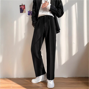长裤 春秋新款 潮流宽松学生直筒阔腿休闲西装 男韩版 ins坠感小西裤