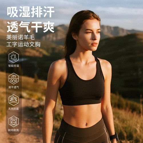 灰壳美利奴羊毛运动内衣防震文胸