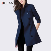 秋冬矮个子外套潮 新款 1779藏蓝英伦风衣女中长款 小个子2025春秋季