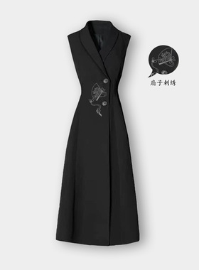 6037气质艺术刺绣风衣女士春秋新款百搭高腰显瘦中长款