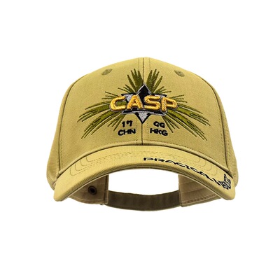 正品CASP弯檐户外防晒潮流大牌棒球帽鸭舌帽刺绣图案卡其色透气帽