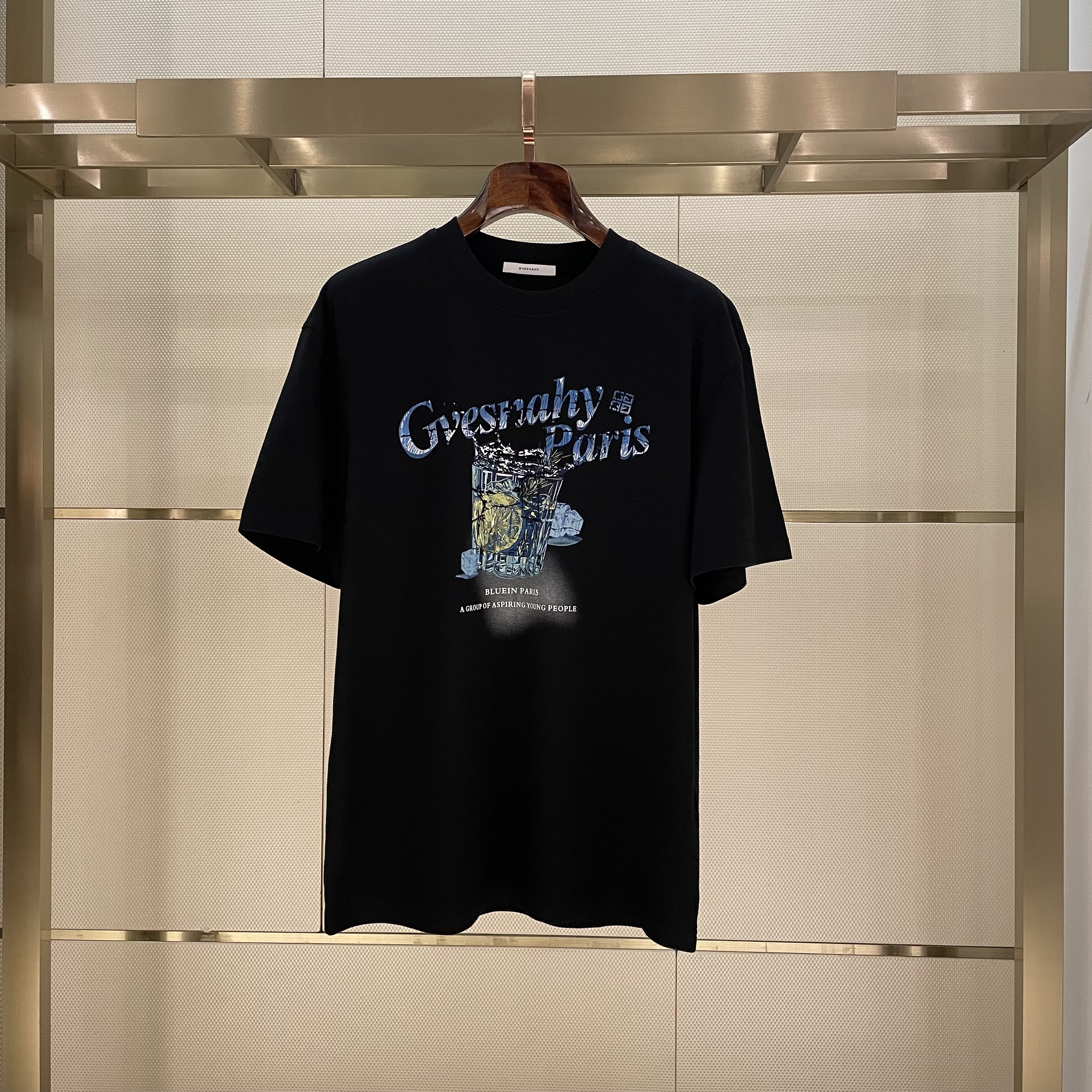 GVESNAHY轻奢男装2026夏季新款图案印花阔版偏大男士短袖T恤正品