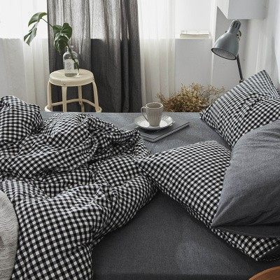 无印良品床上四件套全棉纯棉100水洗棉被套学生三件套床单床笠款