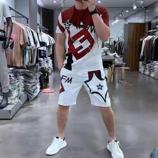 夏季男休闲套装韩版修身潮男帅气冰丝两件套青少年运动装夏天套装