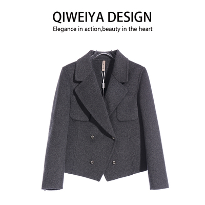 小西装双面呢羊绒大衣短款