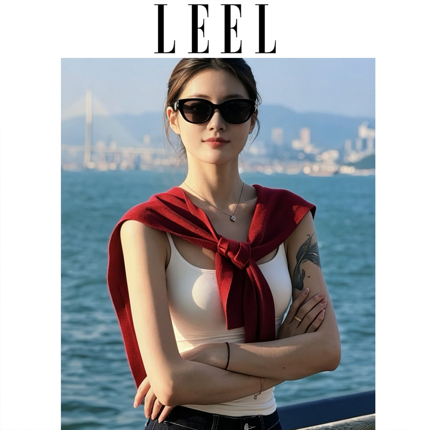 加大加宽显瘦包肩小披肩圣诞红