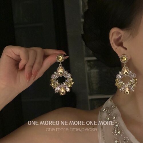 【ONE MORE】复古满钻耳环重工花环耳坠高级感轻奢晚宴礼服配饰女