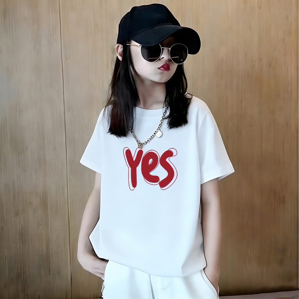 女童白色纯棉t恤2026新款夏装女孩短袖体恤儿童宽松百搭学生上衣