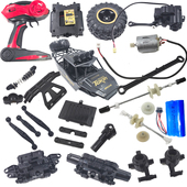 四驱越野车齿轮杆电池盖转向杆摆臂驱动电机遥控器轮胎减震器配件