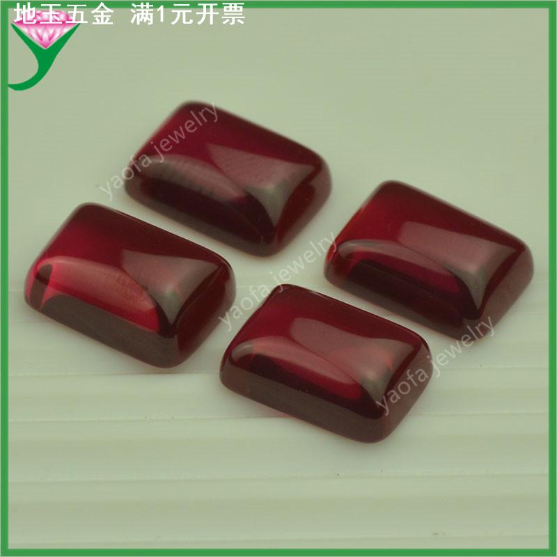 供长方形平底素面5#红刚玉裸石 Ruby stone红刚玉戒面卜蛋面宝石