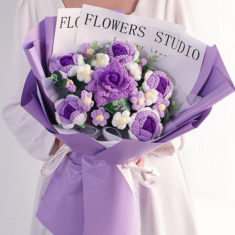 成品手工编织针织毛线康乃馨玫瑰花束送男女朋友闺蜜妈妈生日礼物,鲜花速递/花卉仿真/绿植园艺,仿真花,淘宝优惠券,粉丝福利购,淘宝优惠卷