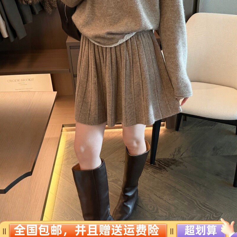 冬季韩版A字高腰显瘦羊毛半身裙
