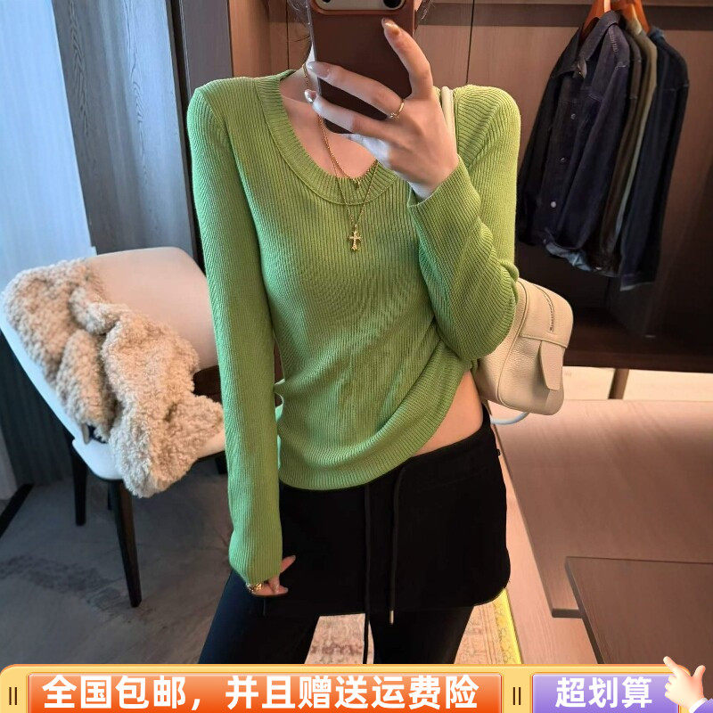 2026秋季U领宽松显瘦针织衫女