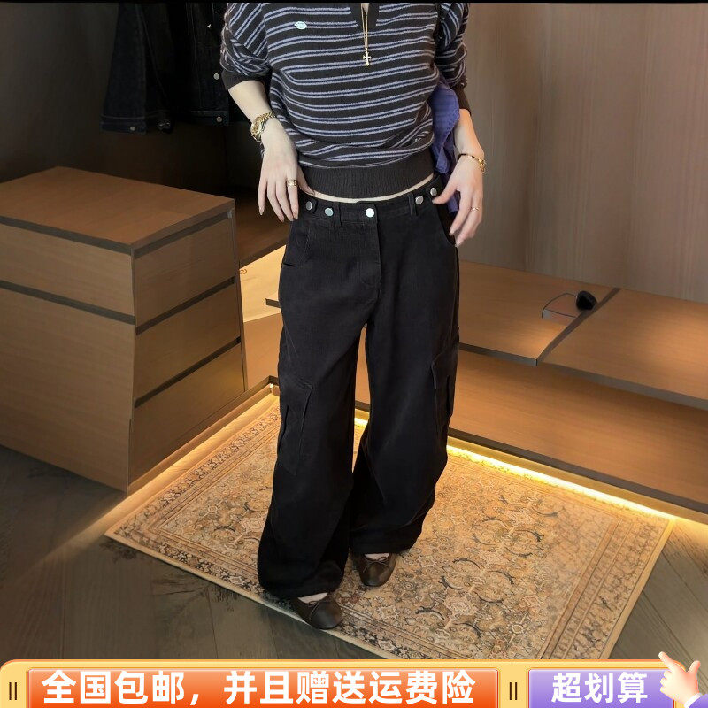 秋季金丝绒高腰显瘦直筒休闲裤