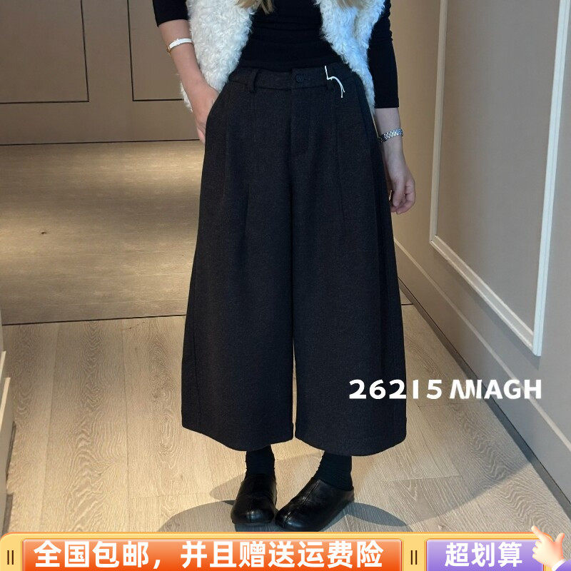 秋季韩版高腰显瘦呢料九分女裤