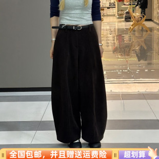 加绒加厚金丝绒弯刀裤 2025冬季 宽松显瘦休闲裤 韩版 配腰带女潮 新款