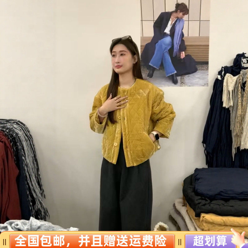 欧洲站2025冬季新品休闲时尚百搭韩夹棉金丝绒棉衣外套夹克上衣女