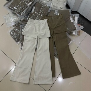 2025冬季新品韩版宽松显瘦休闲裤加绒加厚喇叭裤屁帘设计减龄女潮